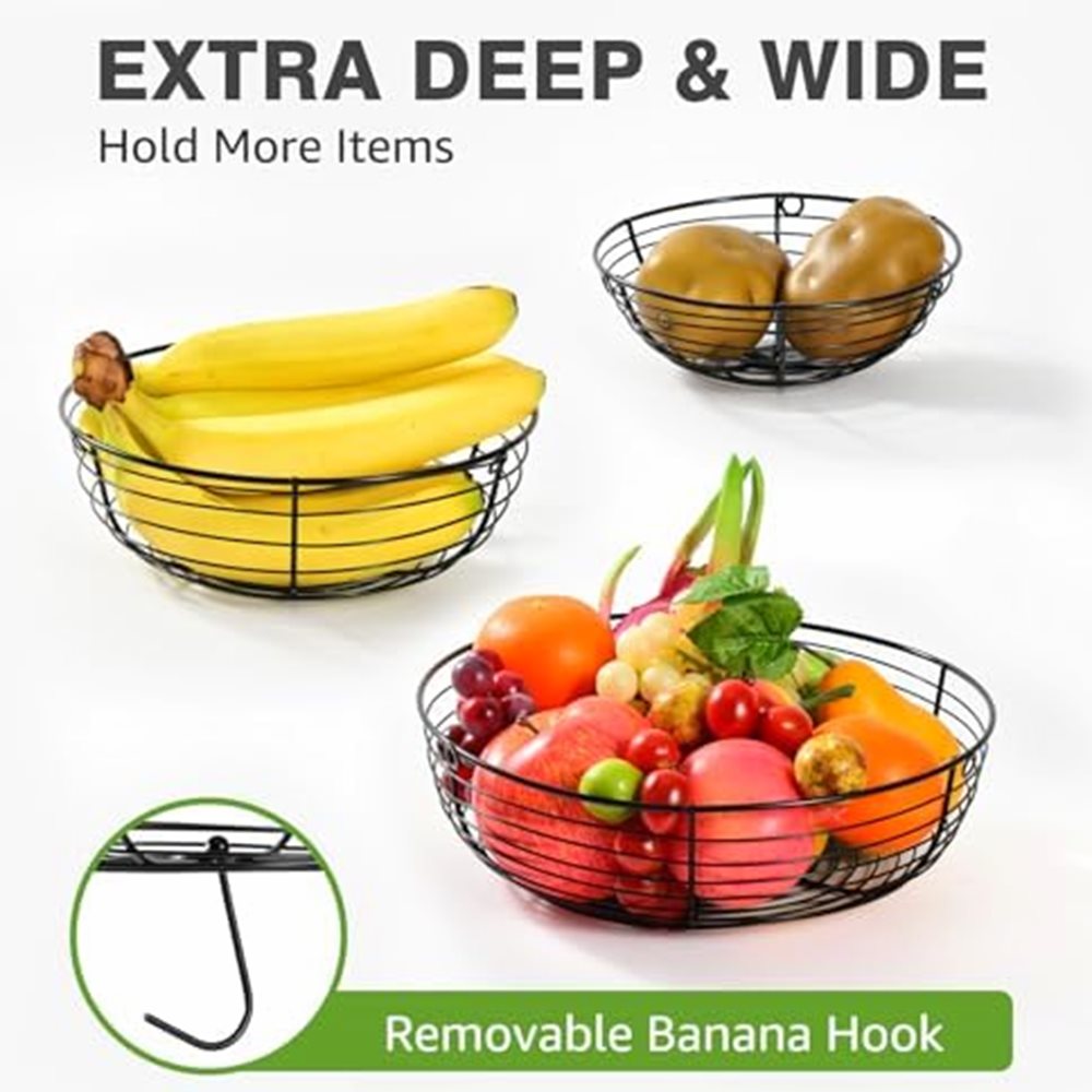 3-Tier Hanging Fruit Basket with Banana Hook — photo 4 of 7